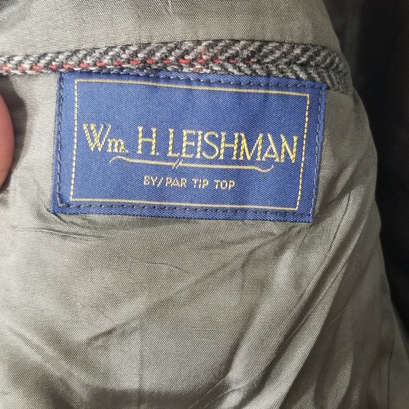Vintage Wm.H.Leishman 100% Lambs Wool Herringbone Blazer Lined Pockets Professor - Picture 6 of 11